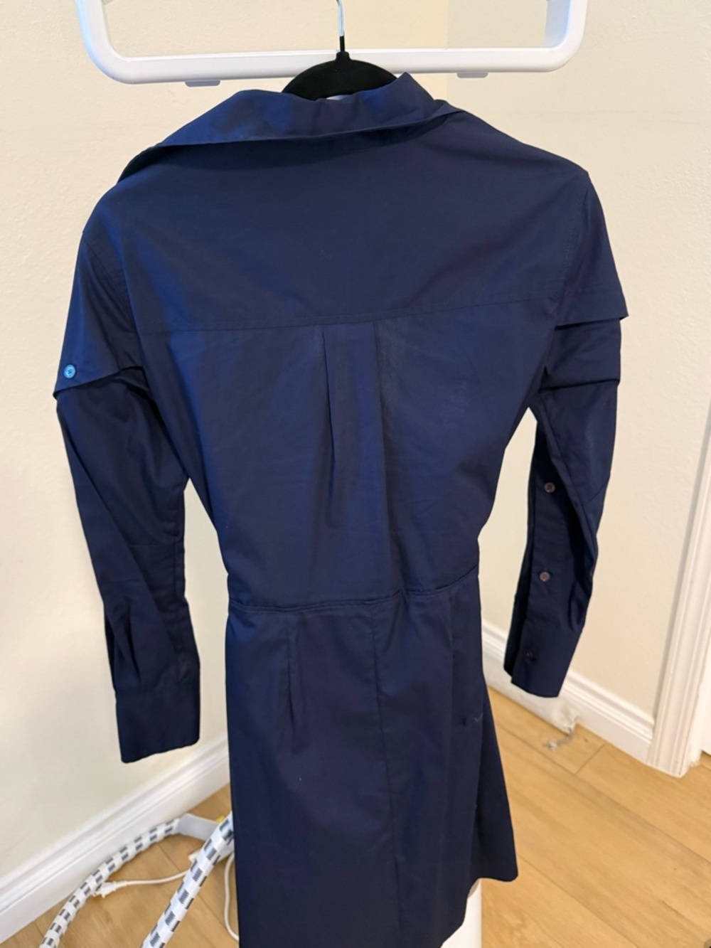 Derek Lam Navy Long-Sleeve Tie-Front Shirt Dress - Picture 3 of 5